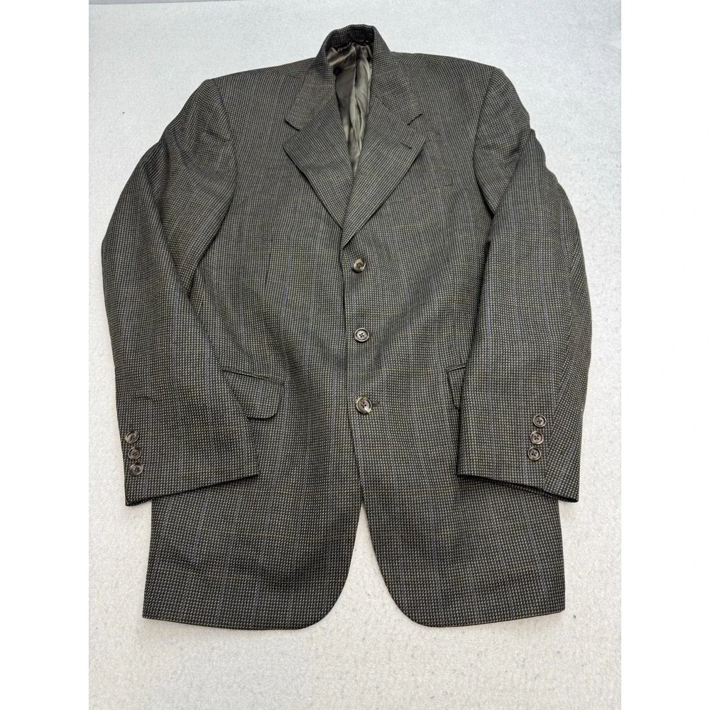Jack Victor Blazer Mens 38 Gray Wool Check Tweed Classic Fit Sport Coat Jacket